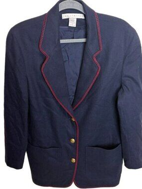 Vintage The Limited Women's Wool Blend Long Blazer Jacket Navy Size S Academia
